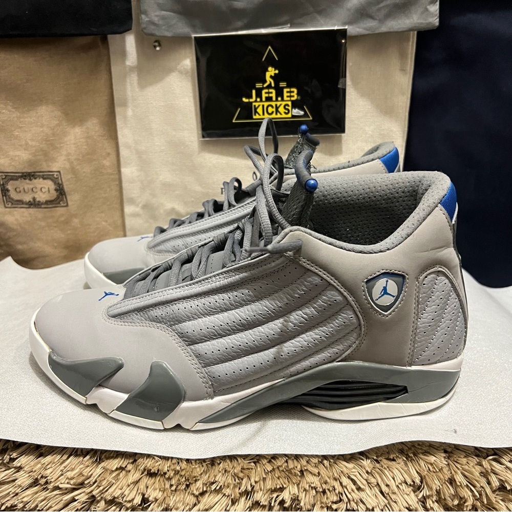 Jordan 14 Sneakers Gray with Blue Highlights